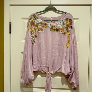 Free People  embroidered blouson top